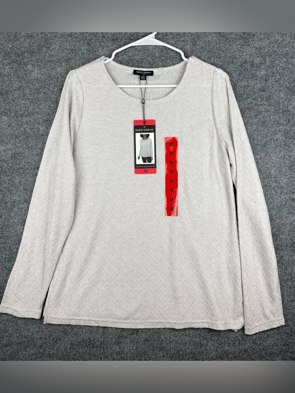 Mario Serrani Women's Shirt Textured Long Sleeve Top Gray Size Medium NWT
